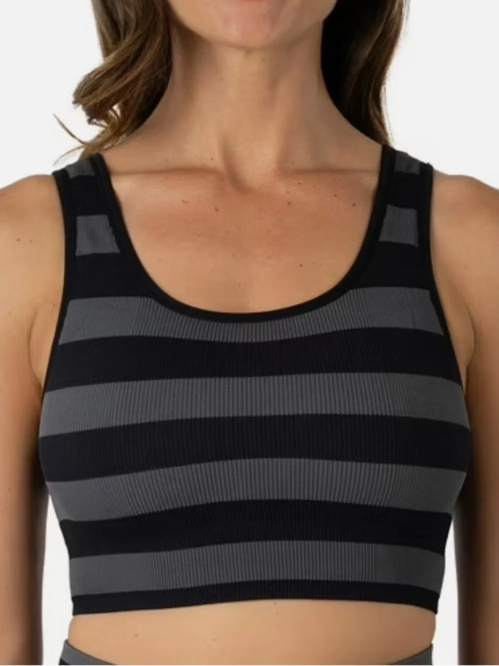 Penn Seamless Reversible Black and Gray Ribbed‎ Sports Bralette, Size M